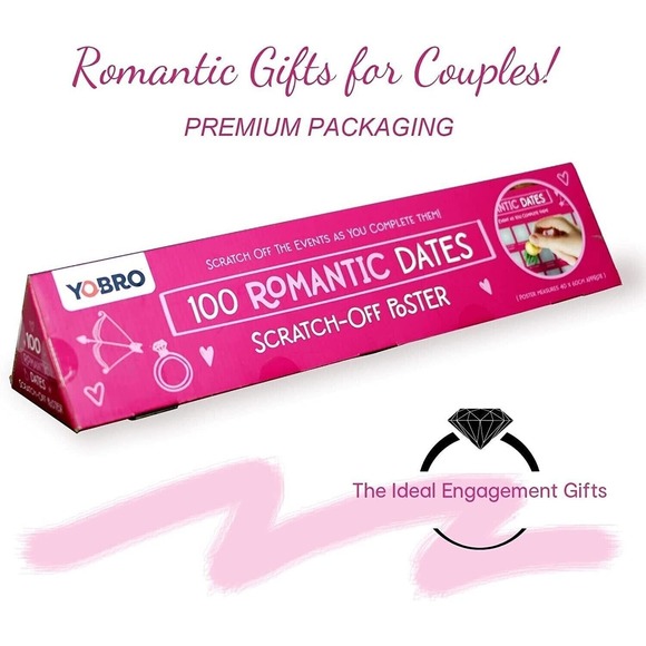 100 Dates Scratch Off Poster Date Night Romantic Birthday Gift Valentines Day - Picture 5 of 8